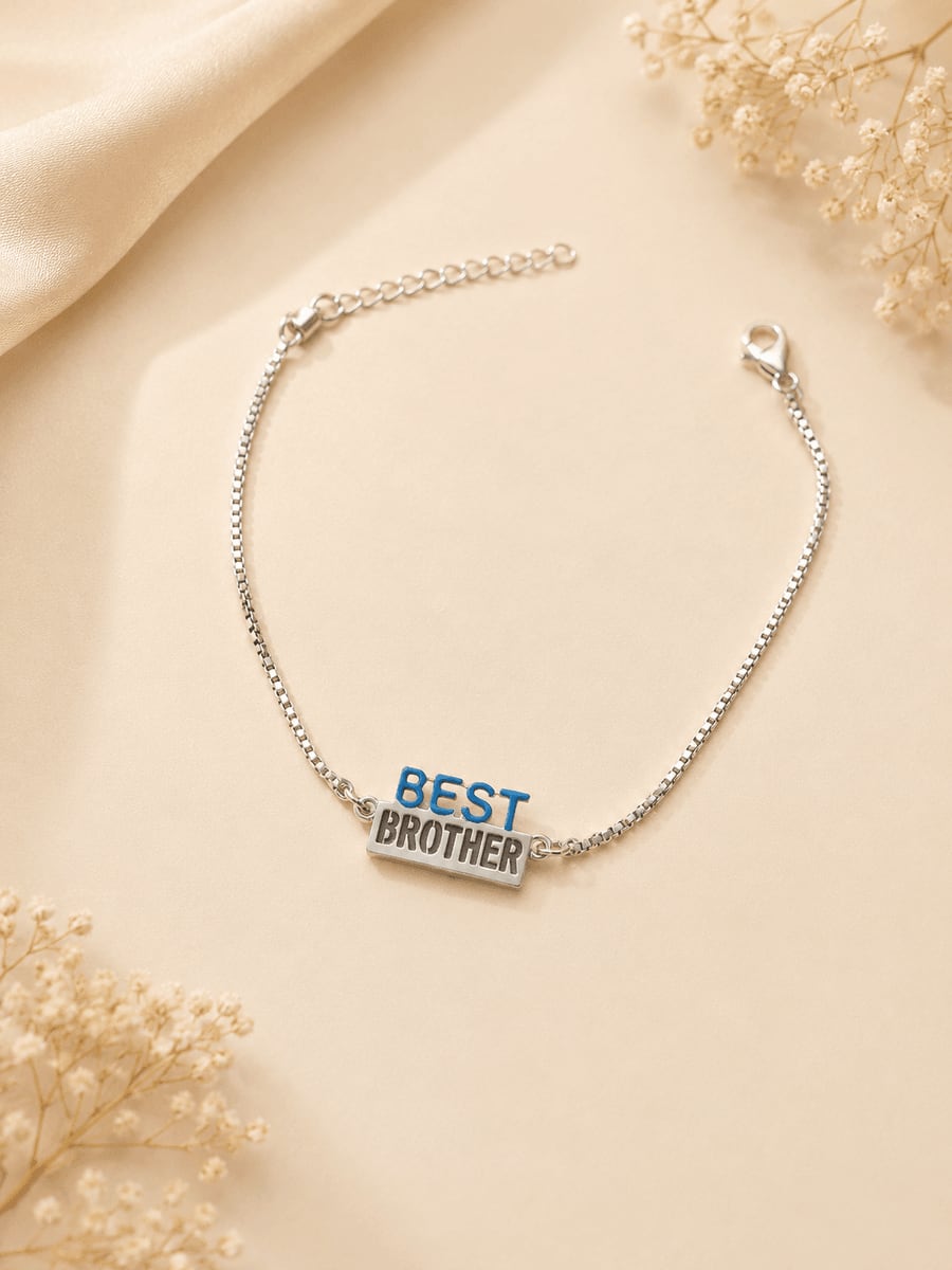 Best Brother Blue Enamel Bar Rakhi Bracelet
